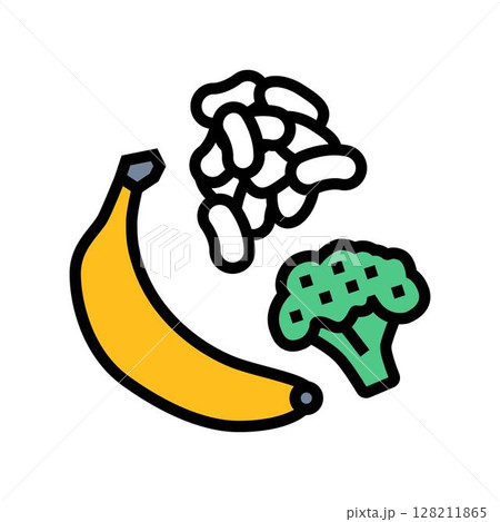 fiber rich food bananas rice diarrhea color icon vector illustration 128211865