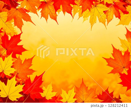 紅葉したカエデの葉 秋イメージ イラスト 紅葉したカエデの葉 秋イメージ イラスト 128212411