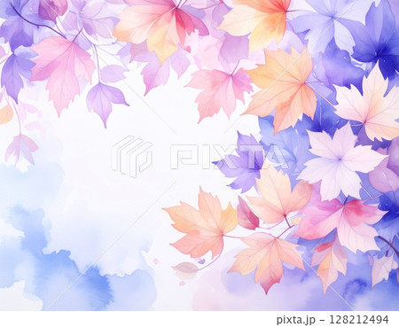 紅葉したカエデの葉　秋イメージ　イラスト 128212494