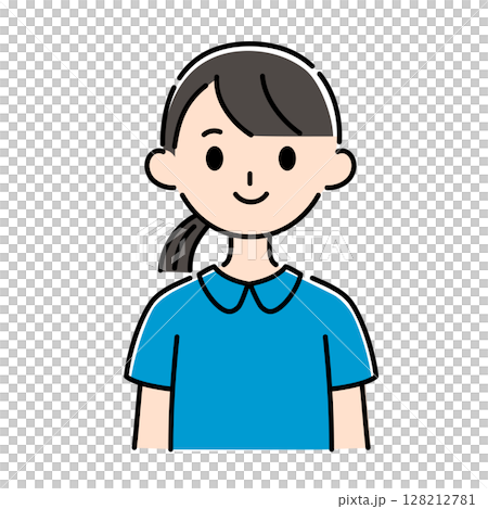 ポロシャツを着ている笑顔の女性介護士イラスト ポロシャツを着ている笑顔の女性介護士イラスト 128212781