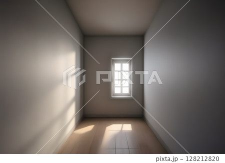 狭い部屋に差し込む孤独な光 128212820