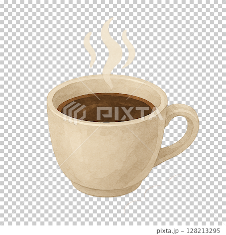 水彩風ホットコーヒーカップイラスト 128213295