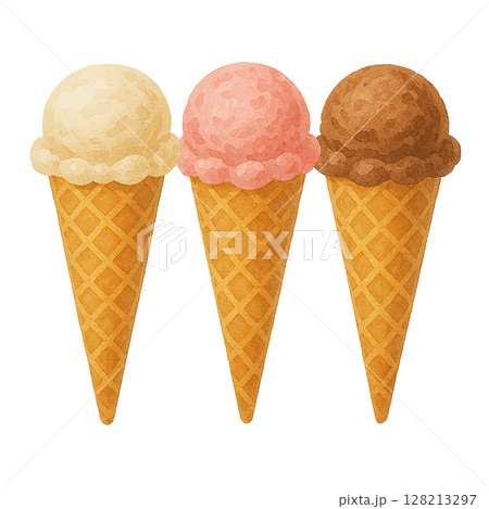 水彩風アイスクリームコーン 128213297
