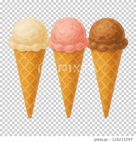 水彩風アイスクリームコーン 128213297