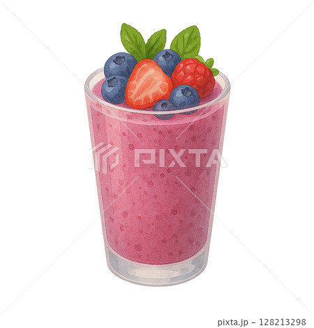 水彩風ベリースムージーイラスト 128213298