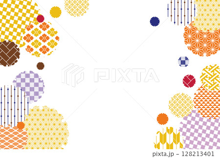 秋の季節の彩り和柄背景イラスト 128213401