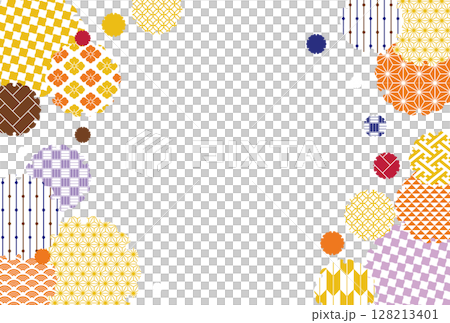 秋の季節の彩り和柄背景イラスト 128213401