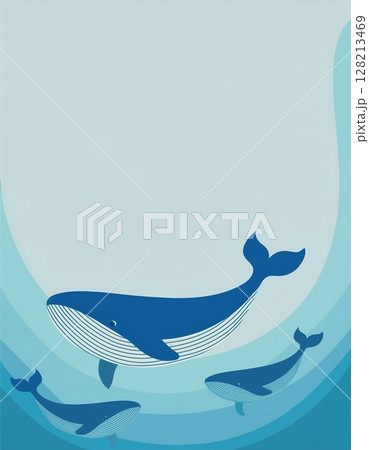 鯨が泳いでいる海の背景 鯨が泳いでいる海の背景 128213469