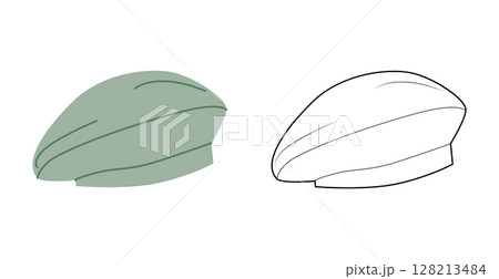 Structured Beret Hat. Winter Head Fashion accessory cap clothing technical illustration. Vector headgear for Men Structured Beret Hat. Winter Head Fashion accessory cap clothing technical illustration. Vector headgear for Men 128213484
