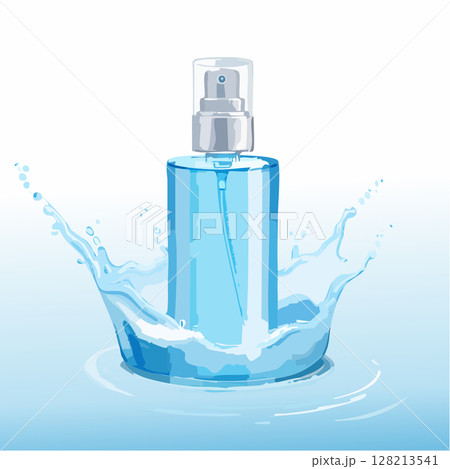 水しぶきと化粧用品　水彩画風 128213541