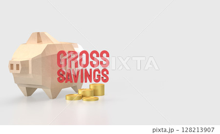 The Gross savings and Piggy Bank for Business concept 3d Rendering. 128213907