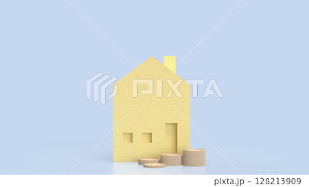 The House and coins for property or real estate concept 3d Rendering. 128213909