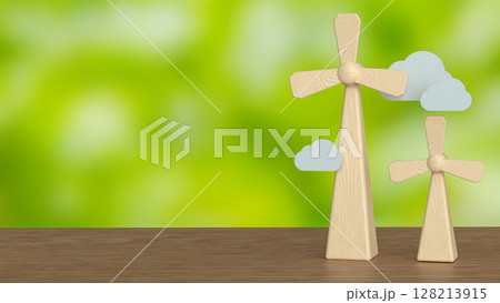 The Windmill for clean energy for ecology concept 3d Rendering. The Windmill for clean energy for ecology concept 3d Rendering. 128213915