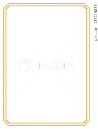 金色ゴールド額縁　シンプルなフレーム枠イラスト素材　背景白バックpng 128214228