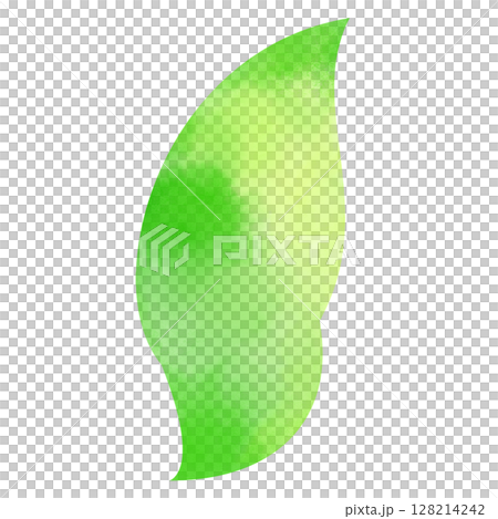 にじみ水彩風の葉っぱイラスト素材　エコロジーイメージ　png 128214242