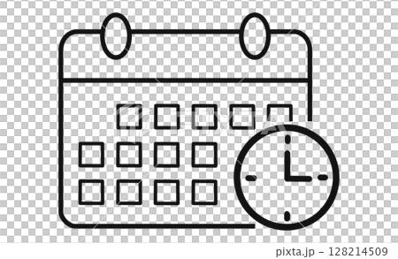 顯示日程管理的日曆和時鐘線圖標 128214509