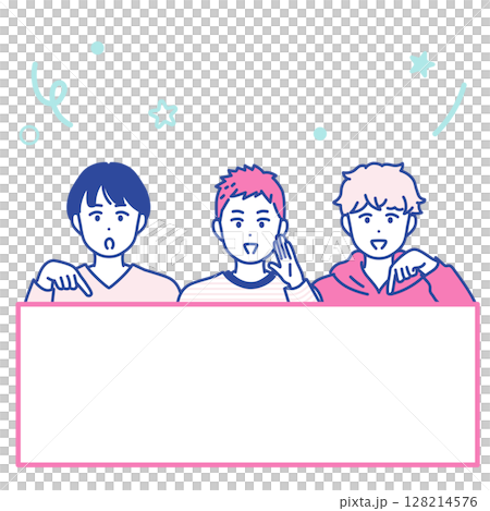 一名年輕男子發表聲明的插圖 一名年輕男子發表聲明的插圖 128214576