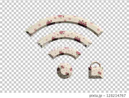 帶有鎖定 wifi 圖示象形圖的粉紅色花卉 Wi-Fi 符號插圖 128214767