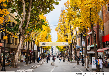 秋のソウル　仁寺洞（インサドン）のメインストリート 128214910