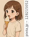 アイスクリームを食べる女の子の可愛いイラスト 128215052