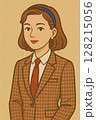 クラシックなアメリカントラッド風女性のイラスト 128215056