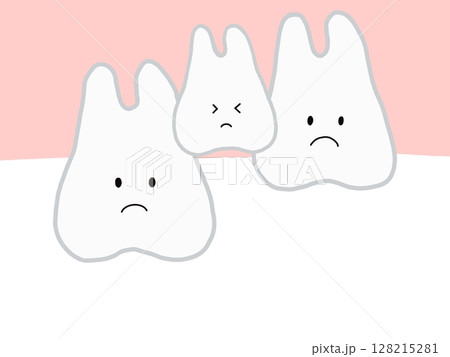 上の歯の間:埋没歯・過剰歯のあるイラスト:歯のキャラクター・主線あり 上の歯の間:埋没歯・過剰歯のあるイラスト:歯のキャラクター・主線あり 128215281