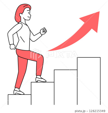 階段を上がるカジュアルな女性 階段を上がるカジュアルな女性 128215349