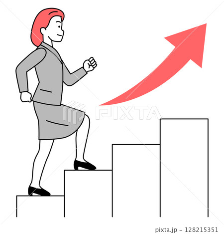 階段を上がるスーツの女性 階段を上がるスーツの女性 128215351