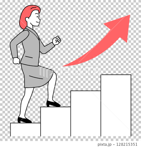 階段を上がるスーツの女性 階段を上がるスーツの女性 128215351