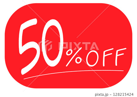 赤い背景の手描きの「50%OFF」のアイコン 128215424