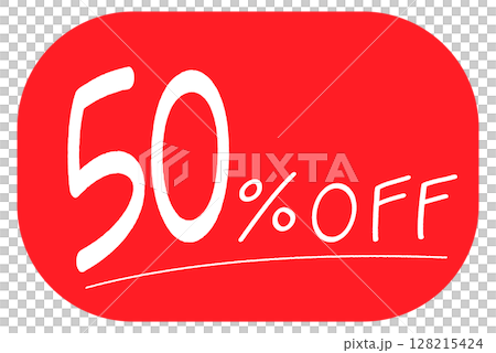赤い背景の手描きの「50%OFF」のアイコン 128215424