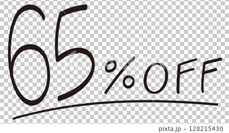 Hand-drawn illustration of 65% OFF text 128215430