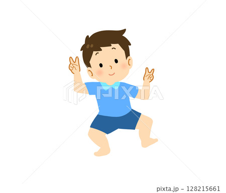 かに歩きをする男の子 かに歩きをする男の子 128215661