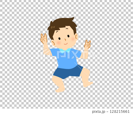 かに歩きをする男の子 かに歩きをする男の子 128215661