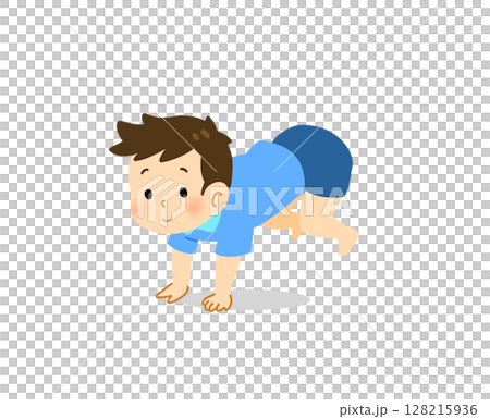 かえる跳びをする男の子 128215936