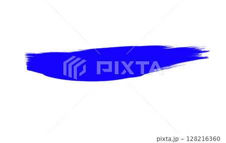 Blue brush stroke with dry textured edges isolated on transparent background 128216360