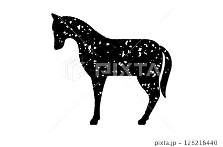 スタンプ調の馬イラスト素材・黒 128216440