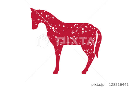 スタンプ調の馬イラスト素材・赤 128216441