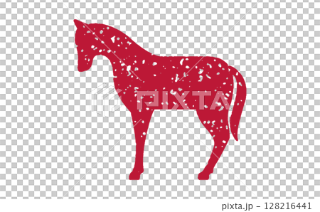 スタンプ調の馬イラスト素材・赤 128216441
