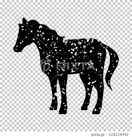 Horse silhouette stamp illustration - black 128216442