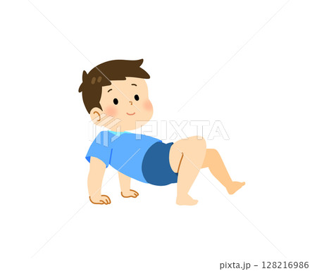 くも歩きをする男の子 128216986