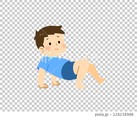 くも歩きをする男の子 128216986