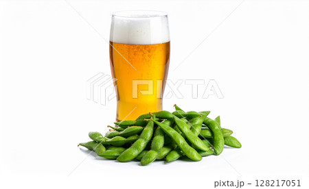 夏の定番　生ビールと枝豆 128217051