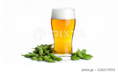 夏の定番　生ビールと枝豆 128217053