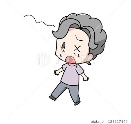 めまいでふらつく高齢女性のイラスト 128217143