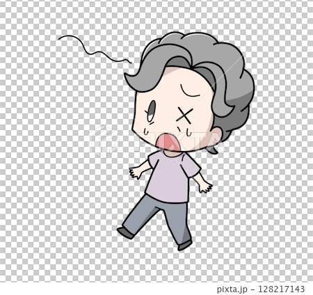 めまいでふらつく高齢女性のイラスト 128217143
