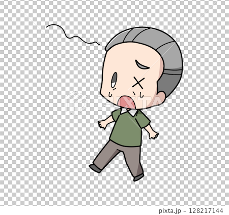 めまいでふらつく高齢男性のイラスト 128217144