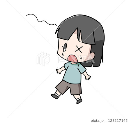 めまいでふらつく女の子のイラスト 128217145
