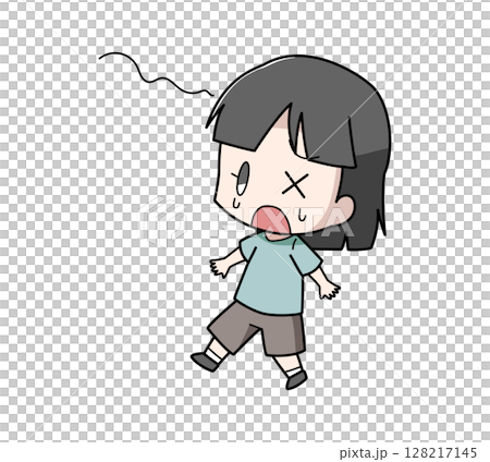 めまいでふらつく女の子のイラスト 128217145