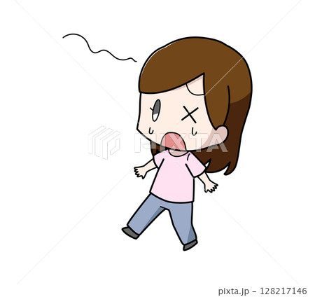 めまいでふらつく女性のイラスト 128217146